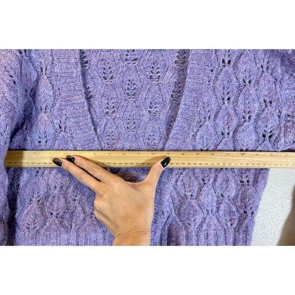 NWOT Lulus Tie Front Wool Blend Cropped Lavender Women's Cardigan Medium - Picture 8 of 9